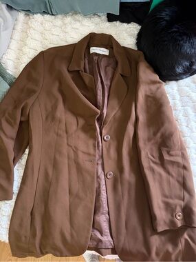 Rena Rowan Chocolate Brown Single-Breasted Blazer